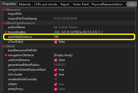 Скриншот свойств меша